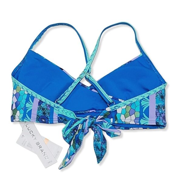 NWT Lucky Brand Floral Print Cross Over Swim Bralette Bikini Top - Picture 5 of 5